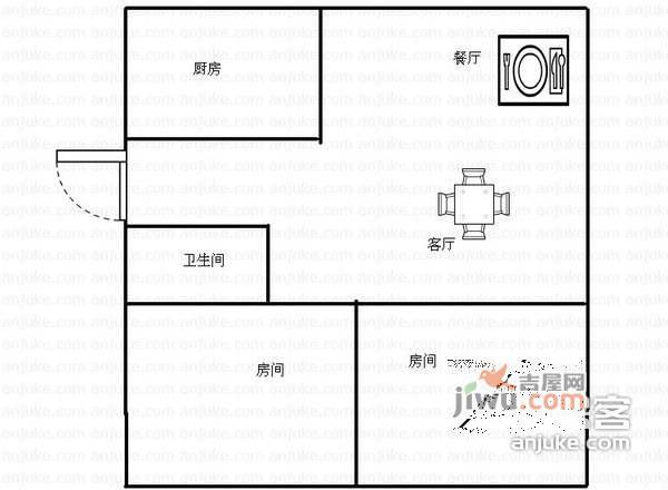 迎春北苑2室2厅1卫户型图