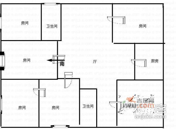 迎春北苑3室1厅1卫100㎡户型图