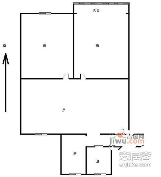 三塘竹园2室2厅1卫77㎡户型图