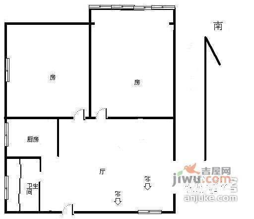 三塘竹园2室1厅1卫94㎡户型图