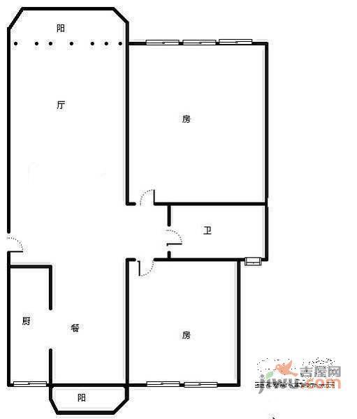 天阳棕榈湾2室2厅1卫103㎡户型图