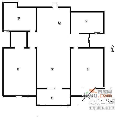 天阳棕榈湾2室2厅1卫103㎡户型图