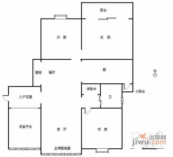 天阳上河3室1厅1卫105㎡户型图