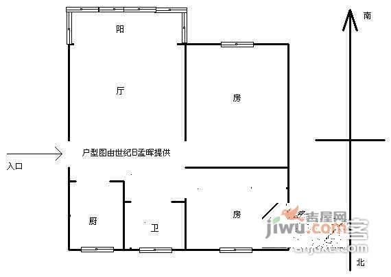 毛家桥公寓2室2厅1卫100㎡户型图