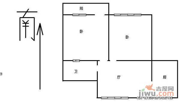 广宇水岸雅苑2室1厅1卫93㎡户型图