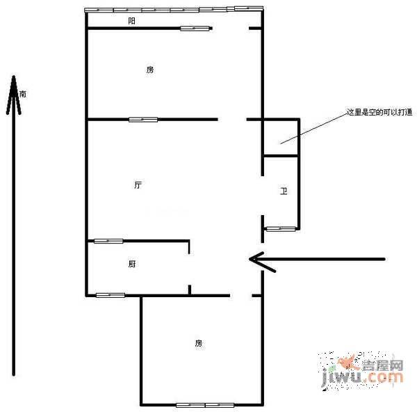 大关东一苑2室1厅1卫75㎡户型图