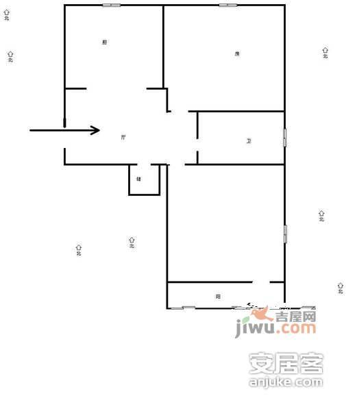 吉庆院小区2室1厅1卫73㎡户型图