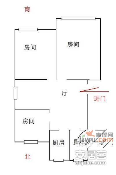 吉庆院小区3室1厅1卫66㎡户型图