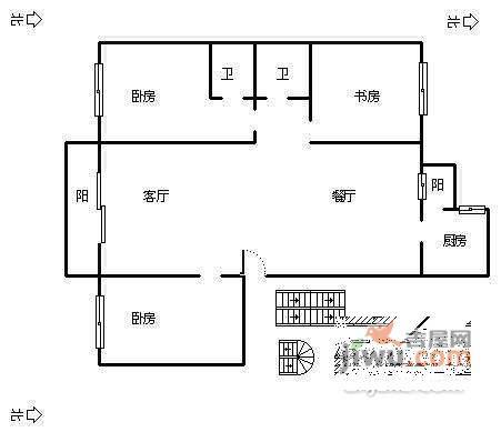 运新花苑五区3室2厅2卫150㎡户型图