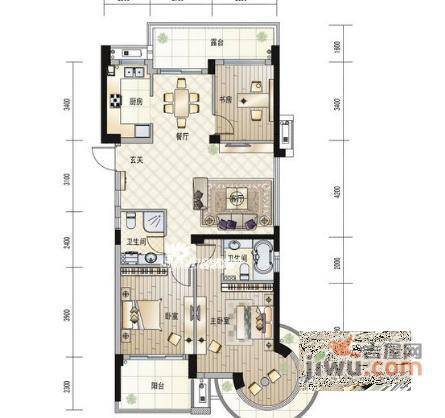 运新花苑五区3室2厅2卫150㎡户型图