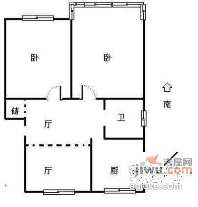 孩儿巷小区2室2厅1卫81㎡户型图