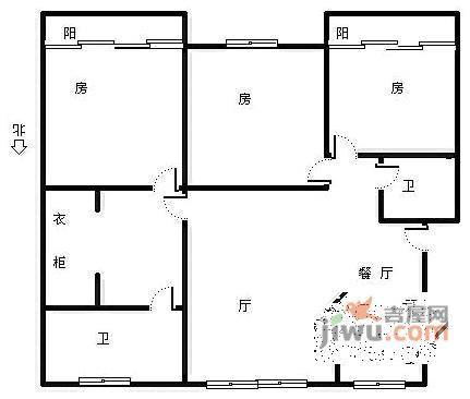 兰桂花园3室2厅2卫142㎡户型图