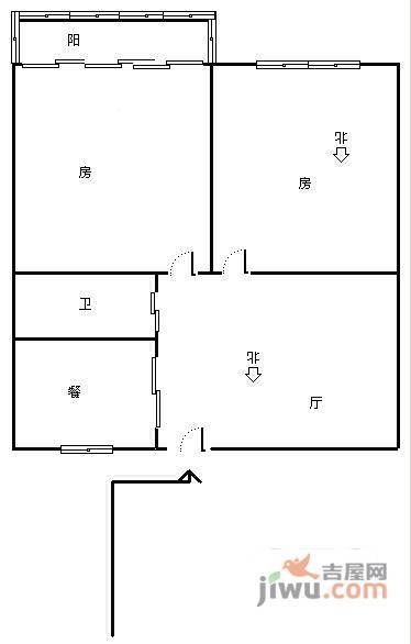 庆隆苑西区2室1厅1卫87㎡户型图