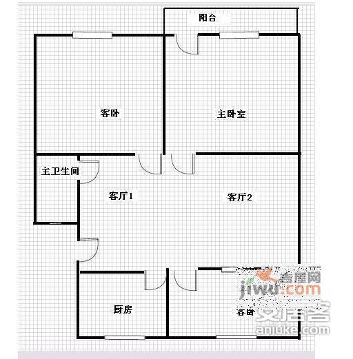 中江花园3室1厅1卫121㎡户型图
