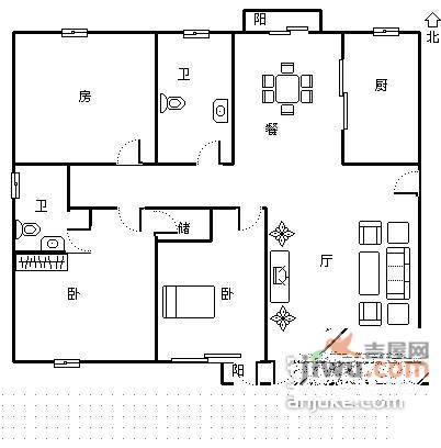 南都江滨花园3室2厅2卫215㎡户型图