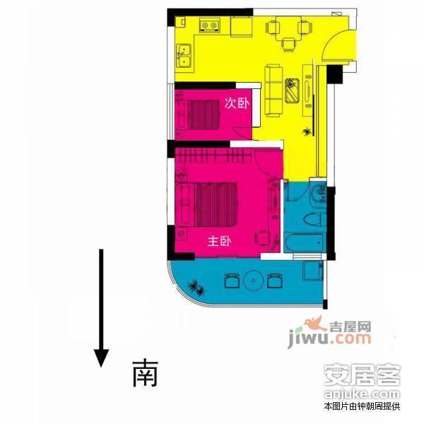 阳光华城华翠园2室1厅1卫126㎡户型图