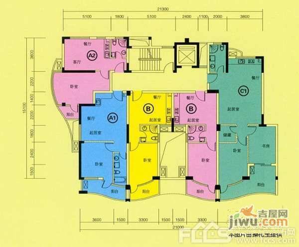 阳光华城华翠园3室2厅1卫107㎡户型图