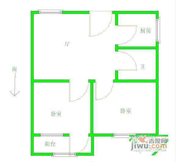 武林门新村2室1厅1卫69㎡户型图