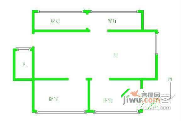 嘉绿苑北区2室2厅1卫89㎡户型图