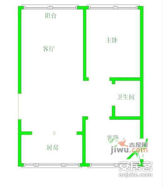 嘉绿苑北区2室1厅1卫79㎡户型图