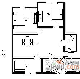 嘉绿苑北区3室1厅1卫105㎡户型图