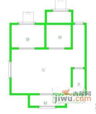 良渚文化村白鹭郡2室1厅1卫114㎡户型图