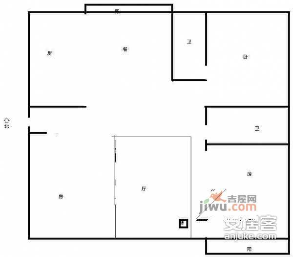 良渚文化村白鹭郡3室1厅1卫90㎡户型图