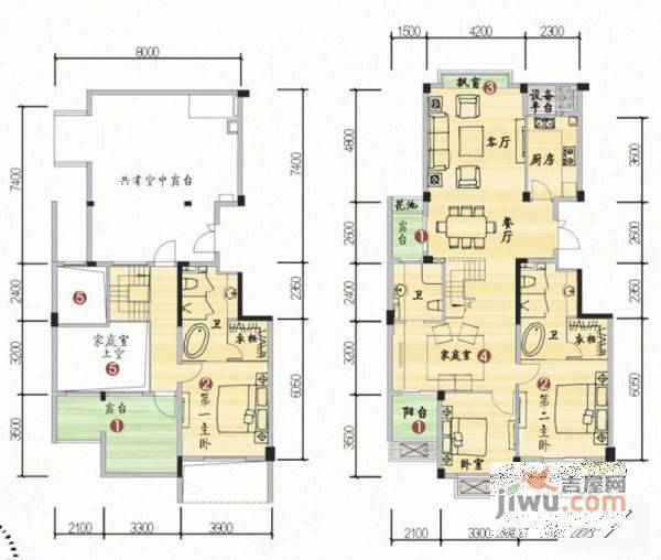 西溪里瑾园4室2厅3卫190㎡户型图