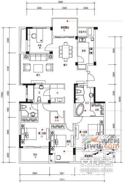 西溪里瑾园4室2厅3卫190㎡户型图