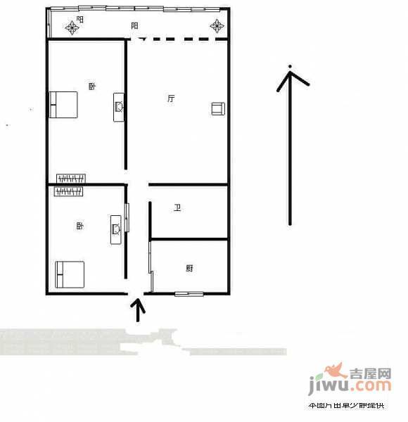 塘河新村2室1厅1卫85㎡户型图