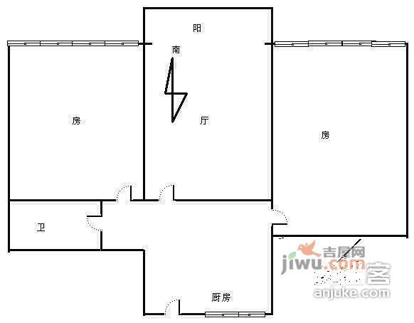 塘河新村2室1厅1卫85㎡户型图