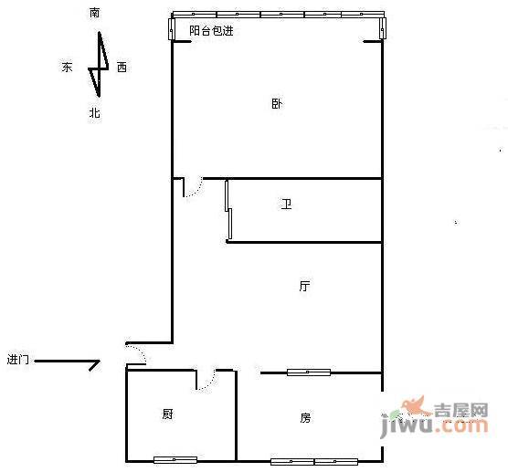 塘河新村2室1厅1卫85㎡户型图