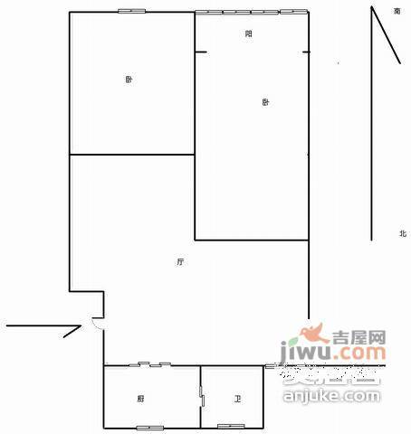 物华小康居住区2室2厅1卫90㎡户型图