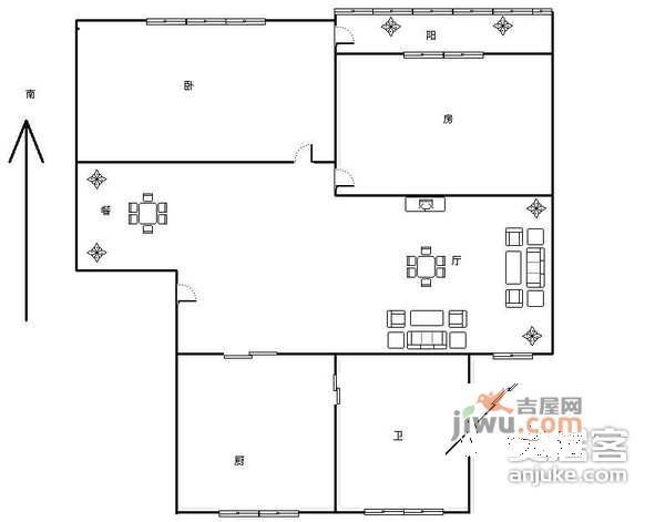 物华小康居住区3室2厅1卫138㎡户型图