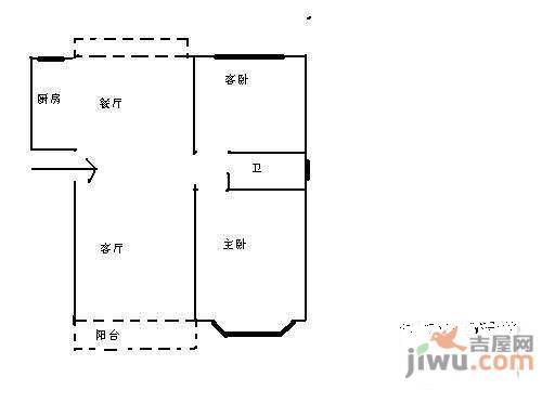闲林山水紫薇苑2室1厅1卫90㎡户型图