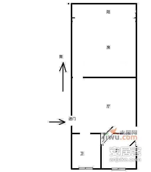 玄坛弄小区1室1厅1卫30㎡户型图