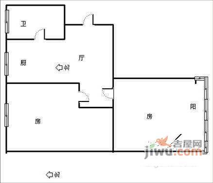 玄坛弄小区2室1厅1卫67㎡户型图