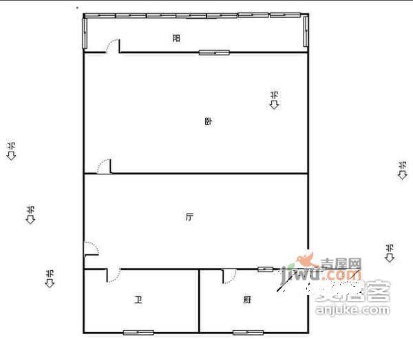 玄坛弄小区1室1厅1卫30㎡户型图