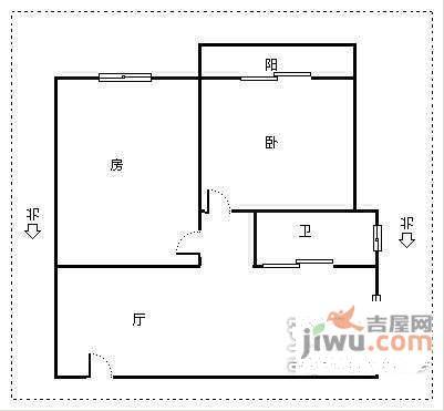 玄坛弄小区2室1厅1卫67㎡户型图