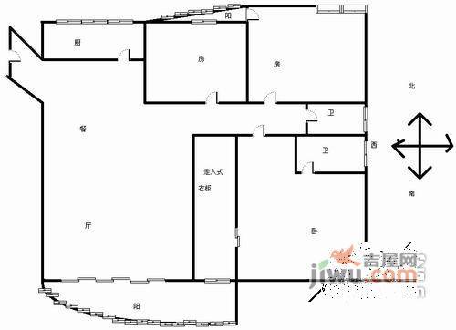 金都华庭3室2厅2卫151㎡户型图