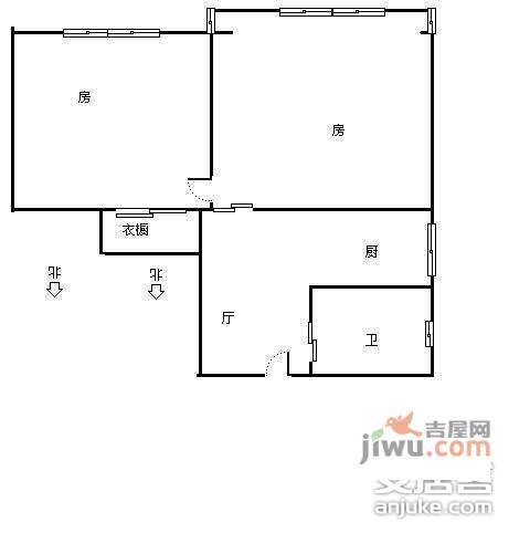 观巷小区2室1厅1卫53㎡户型图