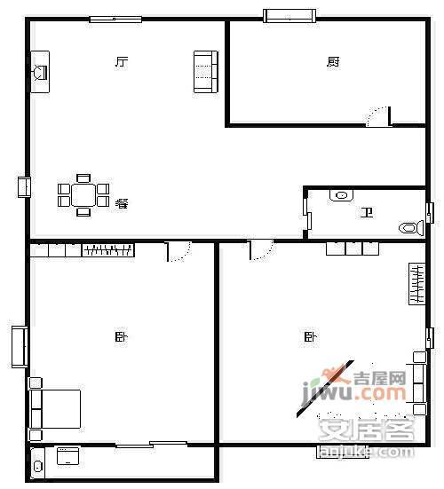 观巷小区2室2厅1卫户型图