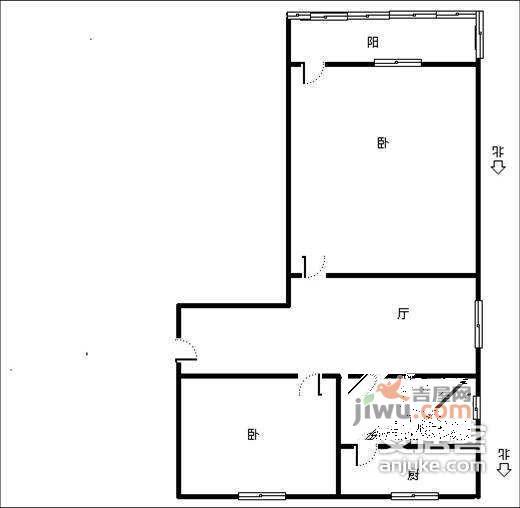 观巷小区2室1厅1卫53㎡户型图