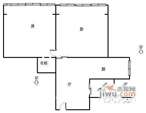 观巷小区2室1厅1卫53㎡户型图