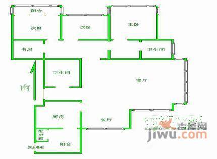 政苑小区A区3室2厅1卫123㎡户型图