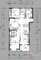 银爵世纪公寓3室2厅2卫140㎡户型图