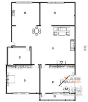 桃源春居3室2厅1卫128㎡户型图