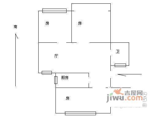 桃源春居3室1厅1卫115㎡户型图