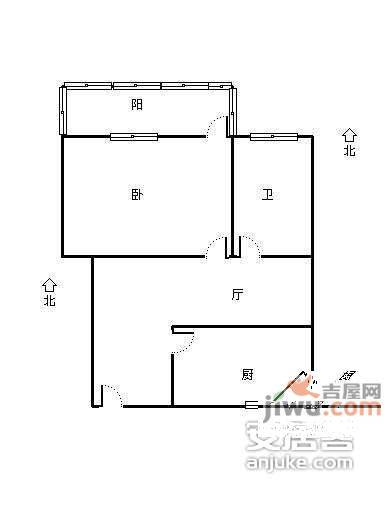 复兴南苑1室1厅1卫45㎡户型图