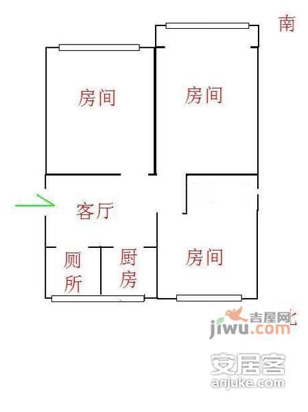 五洋运河人家3室1厅1卫95㎡户型图